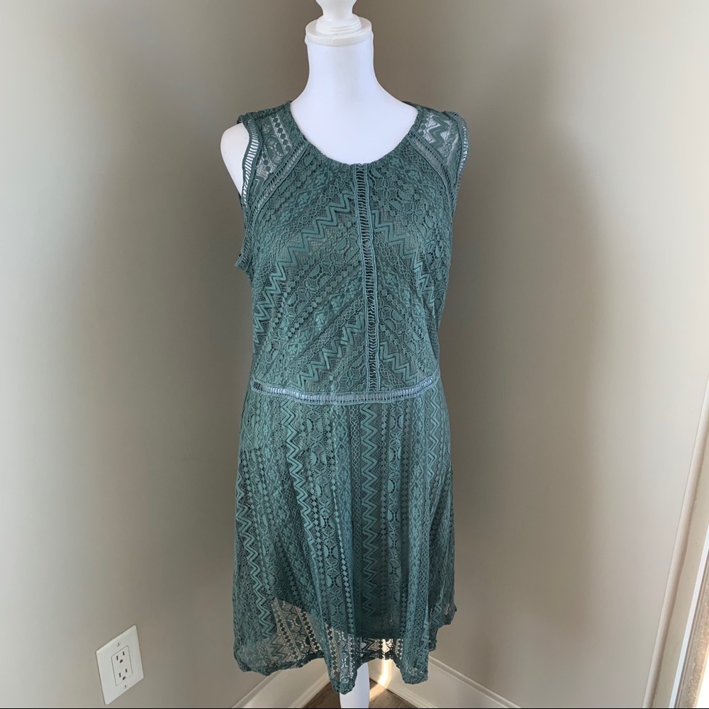 NWT Ultra Pink Lace Green Dress
